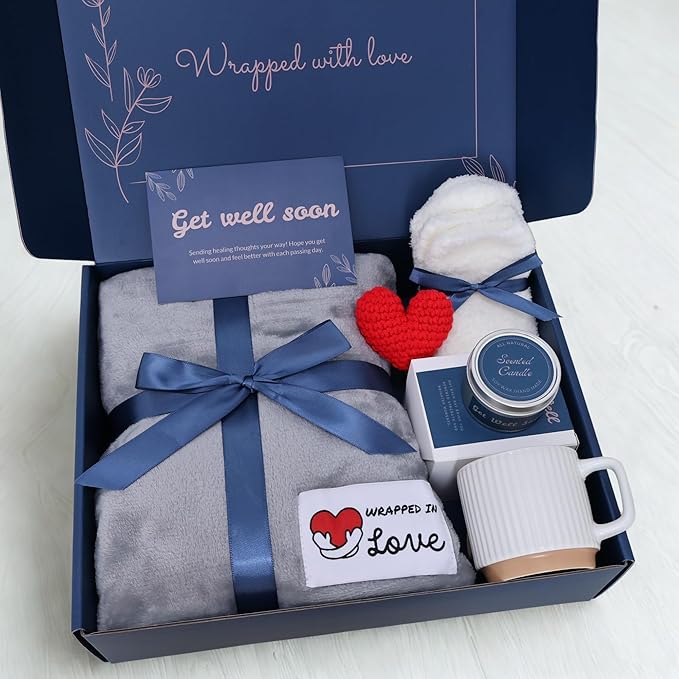 Get Well Gifts For Women Get Well Soon Gift Basket Men, Cancer Care Package Surgery Recovery Gifts Hug Blanket For Patient...