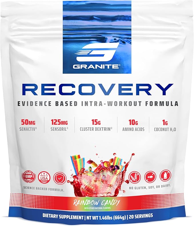 Granite Nutrition Recovery - Premium Intra-Workout Drink with EAAs, Cluster Dextrin, Sensoril & Senactiv for Athletic Perf...