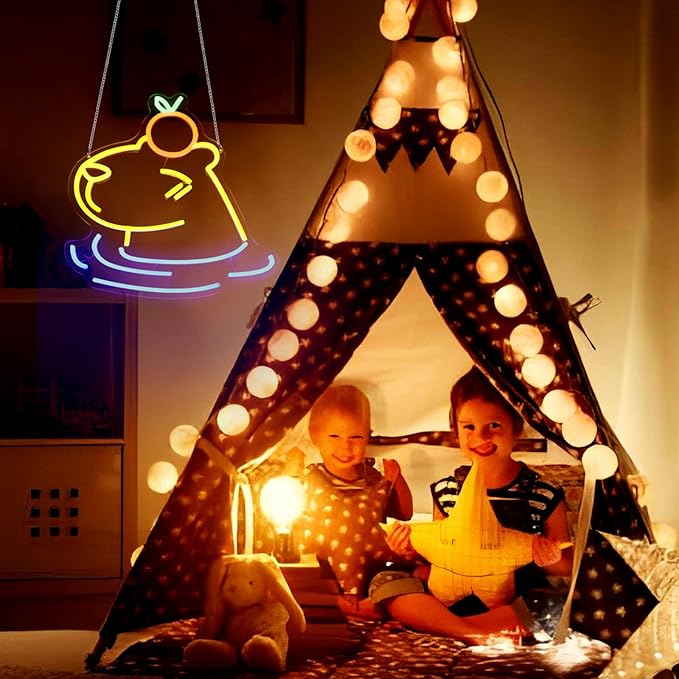 Capybara Neon Sign Led Neon Lights Neon Signs for Wall Decor Light Up Sign for Birthday Party Club Gift