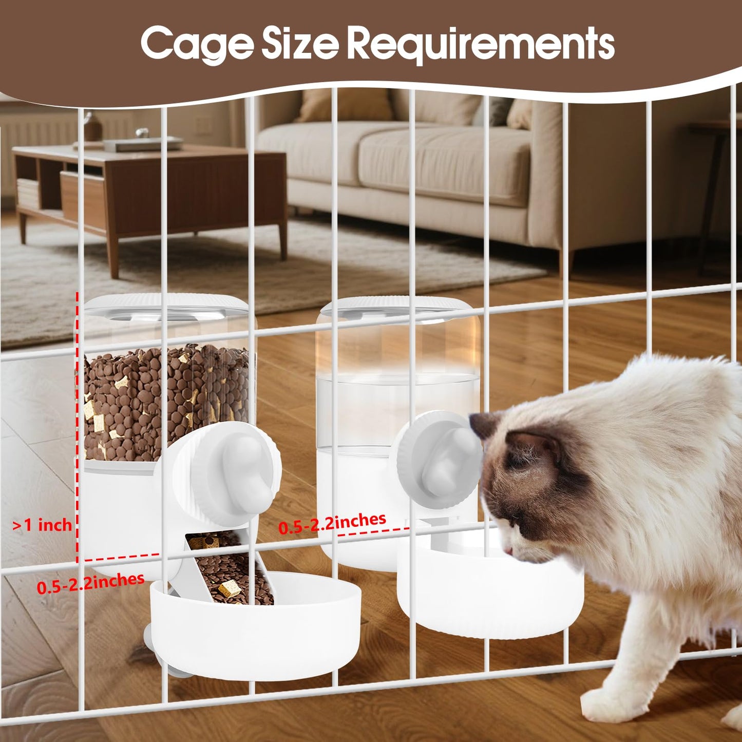 Rabbit Water Food Dispenser, Rabbit Feeders for Cages,Hanging Automatic Cat Food & Water Dispenser for Hamsters, Kittens, Chinchillas, Dutch Pigs, Ferrets,Bunny (Gray),