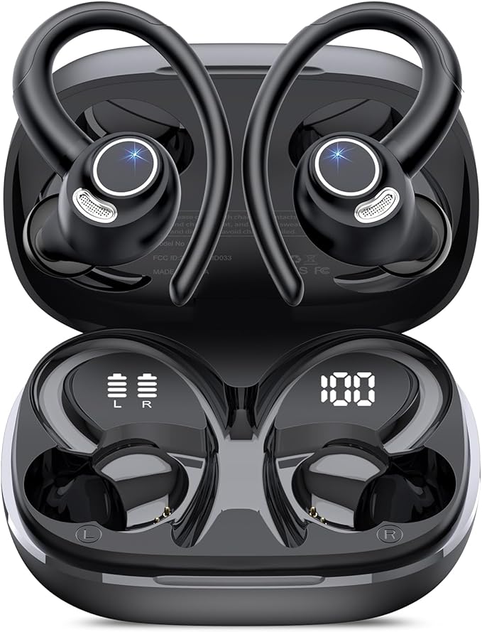 Wireless Earbuds, Bluetooth 5.4 Headphones Sport, Over Ear Buds With ENC Noise Cancelling Mic, 48H, Wireless Earphone With...