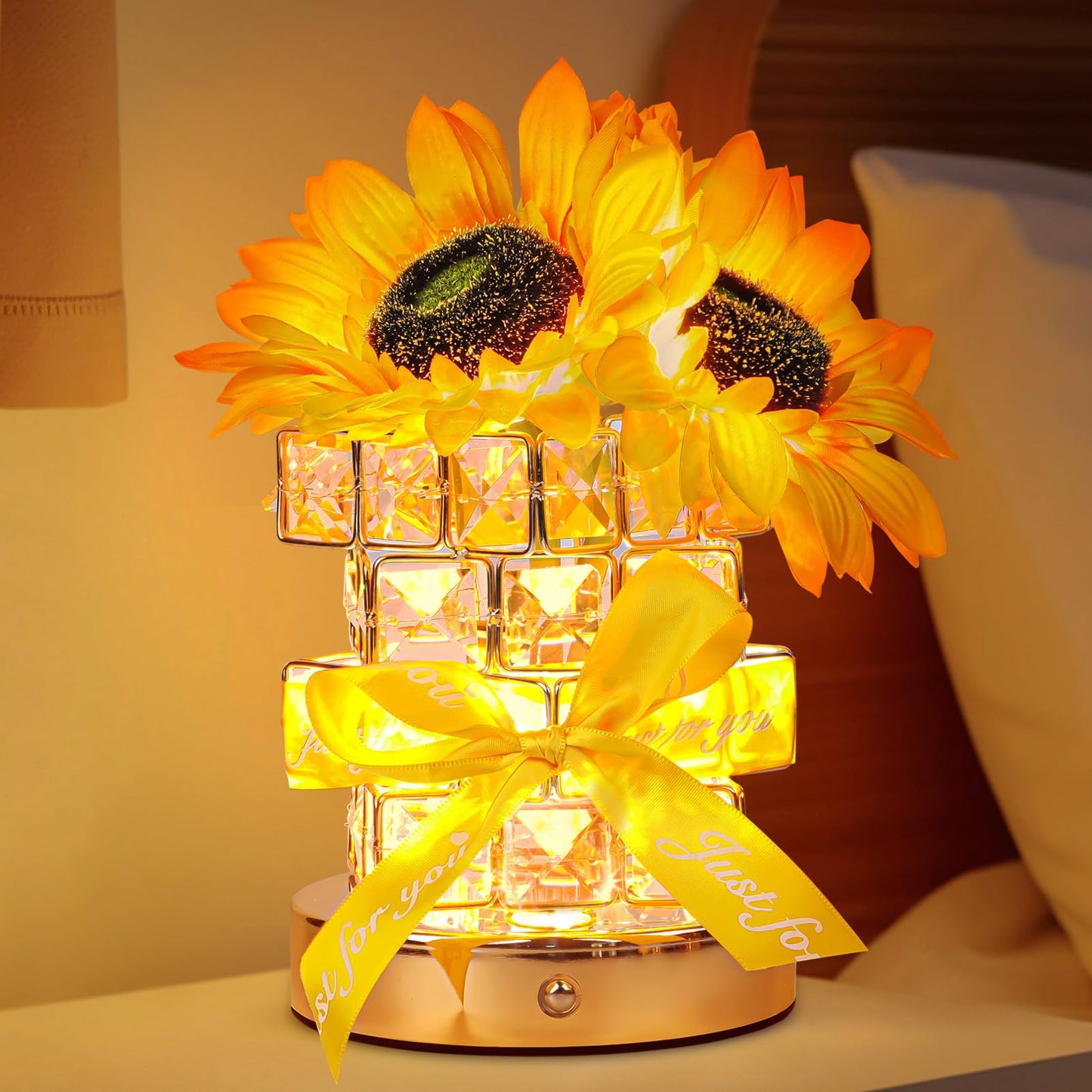 Sunflower Flower Table Lamp Gifts: Mothers Day Birthday Gifts For Women Mom Grandma Sister  Rechargeable Battery Powered Cordless Touch Small Crystal Night Light  Kitchen Bedroom Office Decor