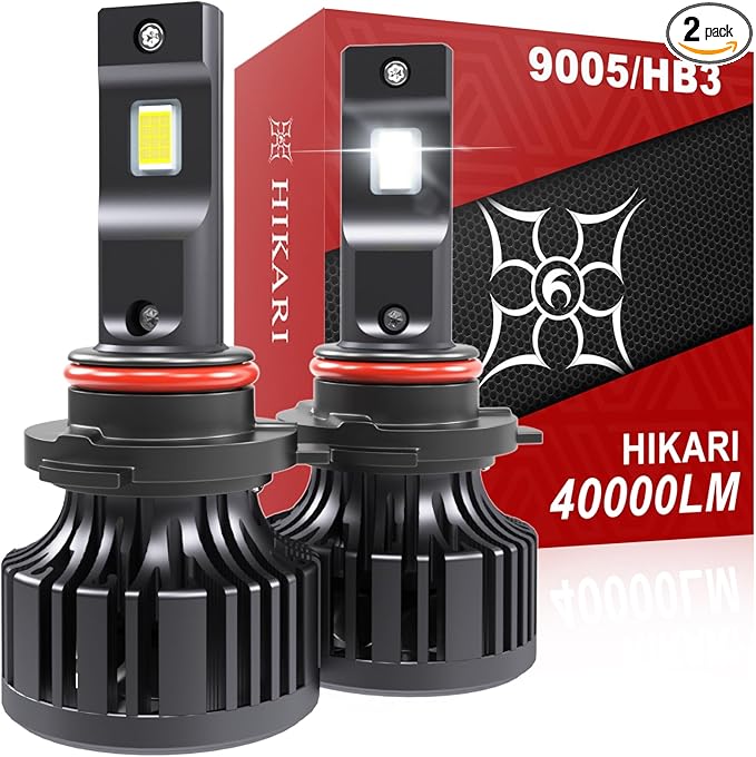 HIKARI WINGS 2026 40000LM 9005 HB3 LED Bulbs, 45W Upgraded Core Chips, High Lumens LED Kit, 6000k Cool White, IP68 Waterpr...