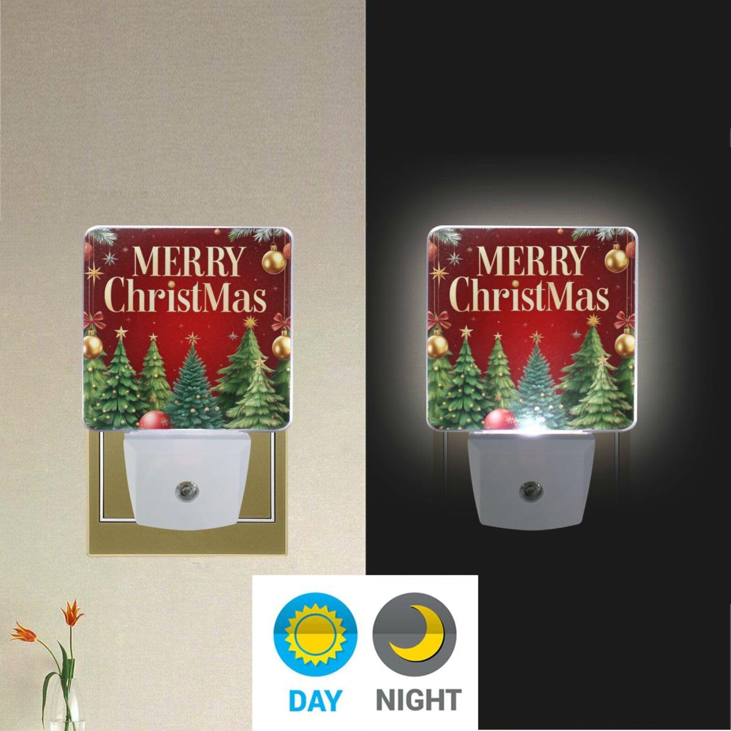 Aslsiy Night Light For Kids Christmas Tree Snowflakes Sparkling (20) Plug In Wall Lamp Led Dusk To Dawn Sensor Energy Saving Nightlight For Boys Girls Men Women