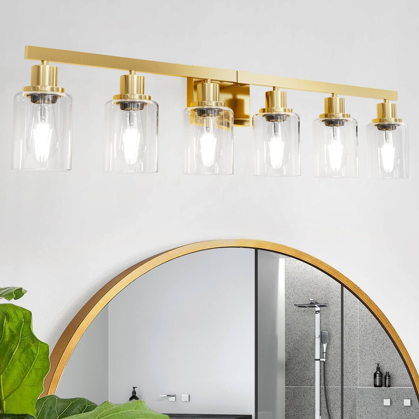 Dikaida 6-Light Gold Bathroom Vanity Light, Modern Brushed Gold Metal Fixtures For Over Mirror, Model Js-6