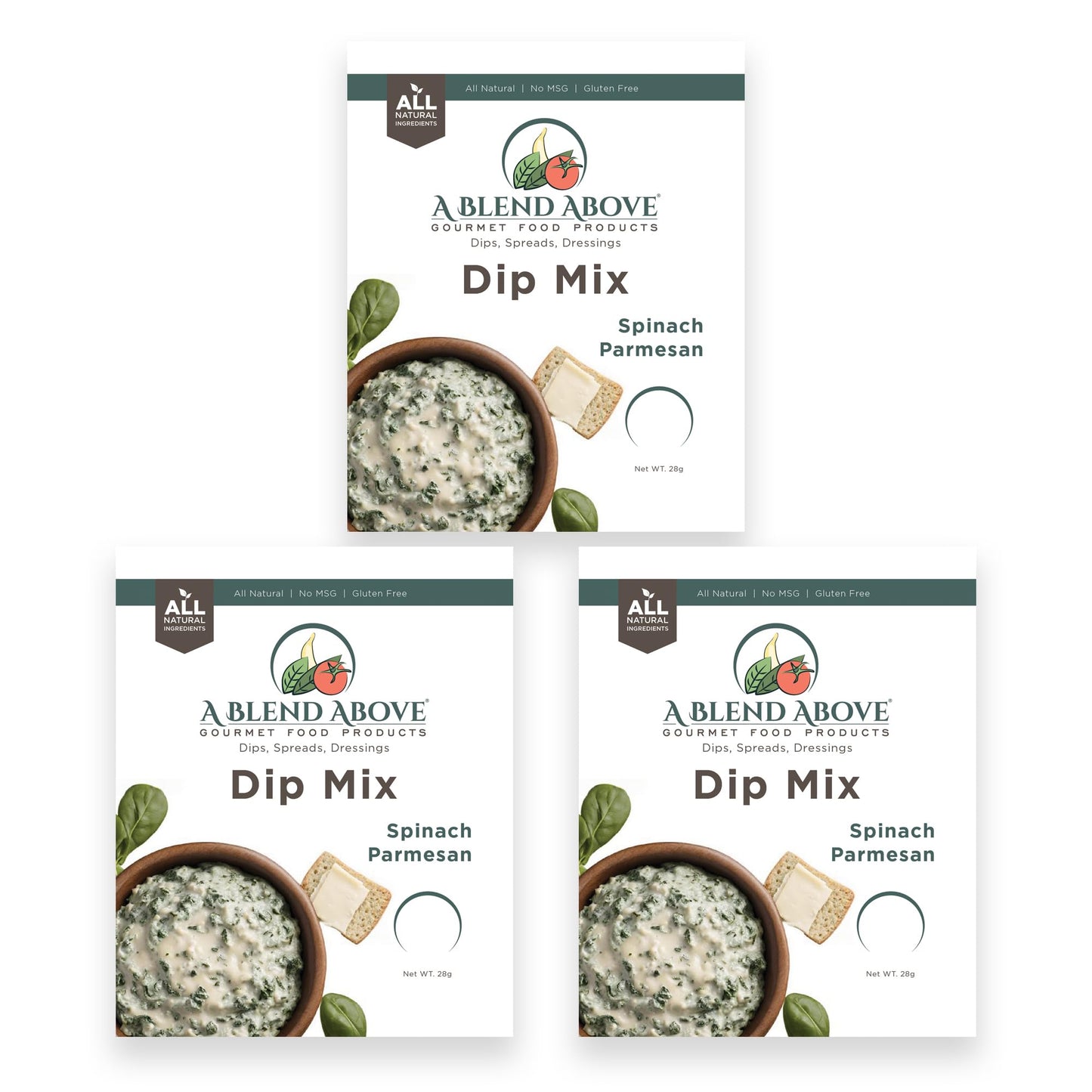 A Blend Above Spinach Parmesan Dip Mix, 1oz, (3 Pack), Gluten-Free, No MSG, All Natural, No Preservatives, Vegetable Dip, Keto F