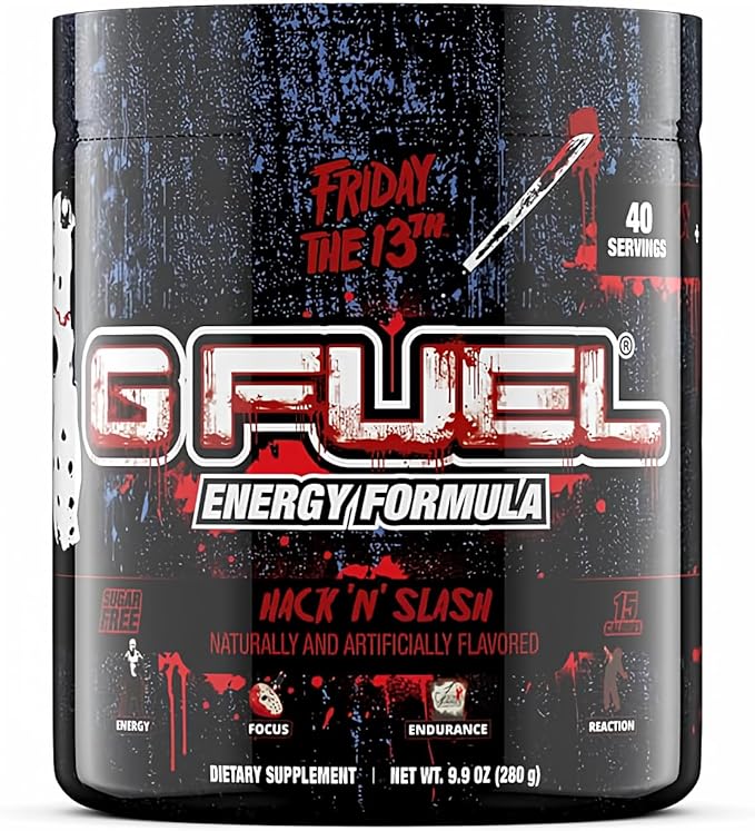 G Fuel Friday The 13th Energy Drink Powder, Pre Workout Caffeine Mix for Gaming, Sugar Free Focus Amino, Vitamin + Antioxidants, 9.9oz (Citrus Fruit Punch, 40 Servings)