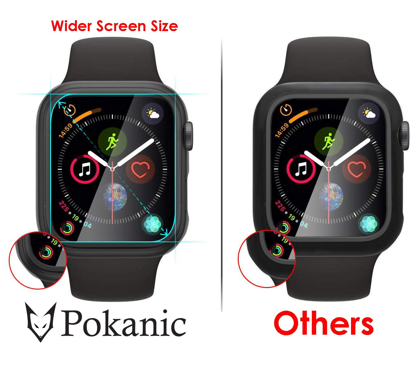 Pokanic [2 Pack Compatible With Apple Watch Se 6 5 4 Series Iwatch 9H Tempered Glass Case Full Screen Protector Cover Scratch (M