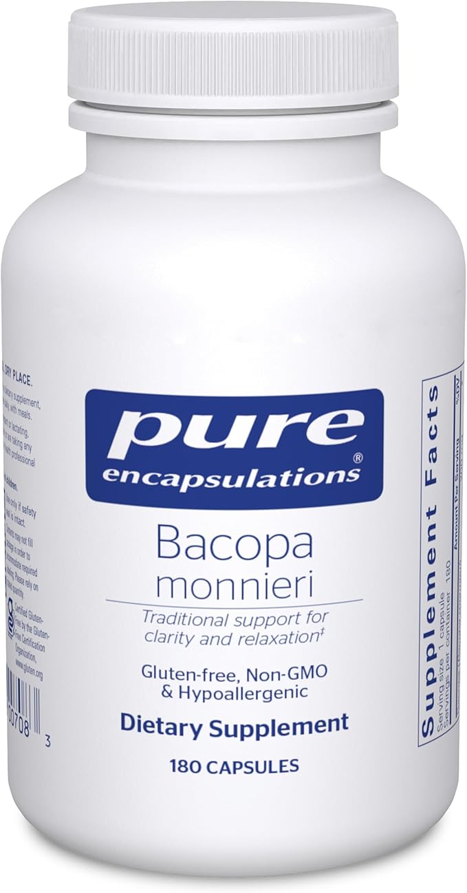 Pure Encapsulations Bacopa Monnieri | Supplement for Brain, Memory, Concentration, and Stress Support* | 180 Capsules