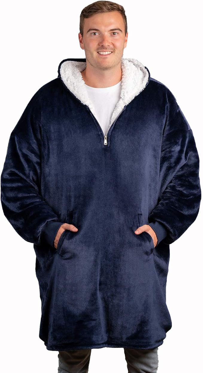trekki Oversized Hoodie Blanket Sweatshirt, Wearable Blanket Hoodie Men Women with Zip, Comfy Fleece Hooded Blanket Adult
