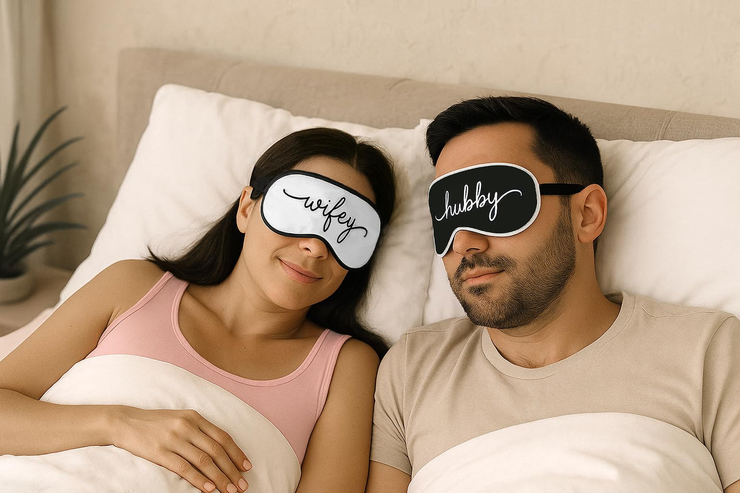 Pink Palm Co. Honeymoon Sleep Masks Set | Wedding Gift for Bride and Groom | Satin Blindfolds (Hubby & Wifey)