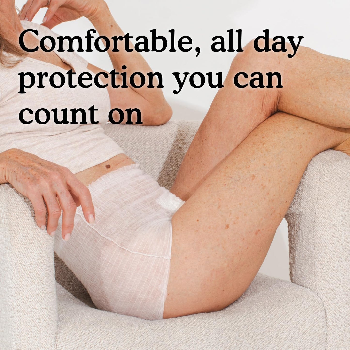 Because Adult Incontinence Underwear for Sensitive Skin - Women - Premium Overnight Disposable Briefs, Anti Odor - White, Large - Absorbs 6 Cups - 14 Count (Pack of 1)