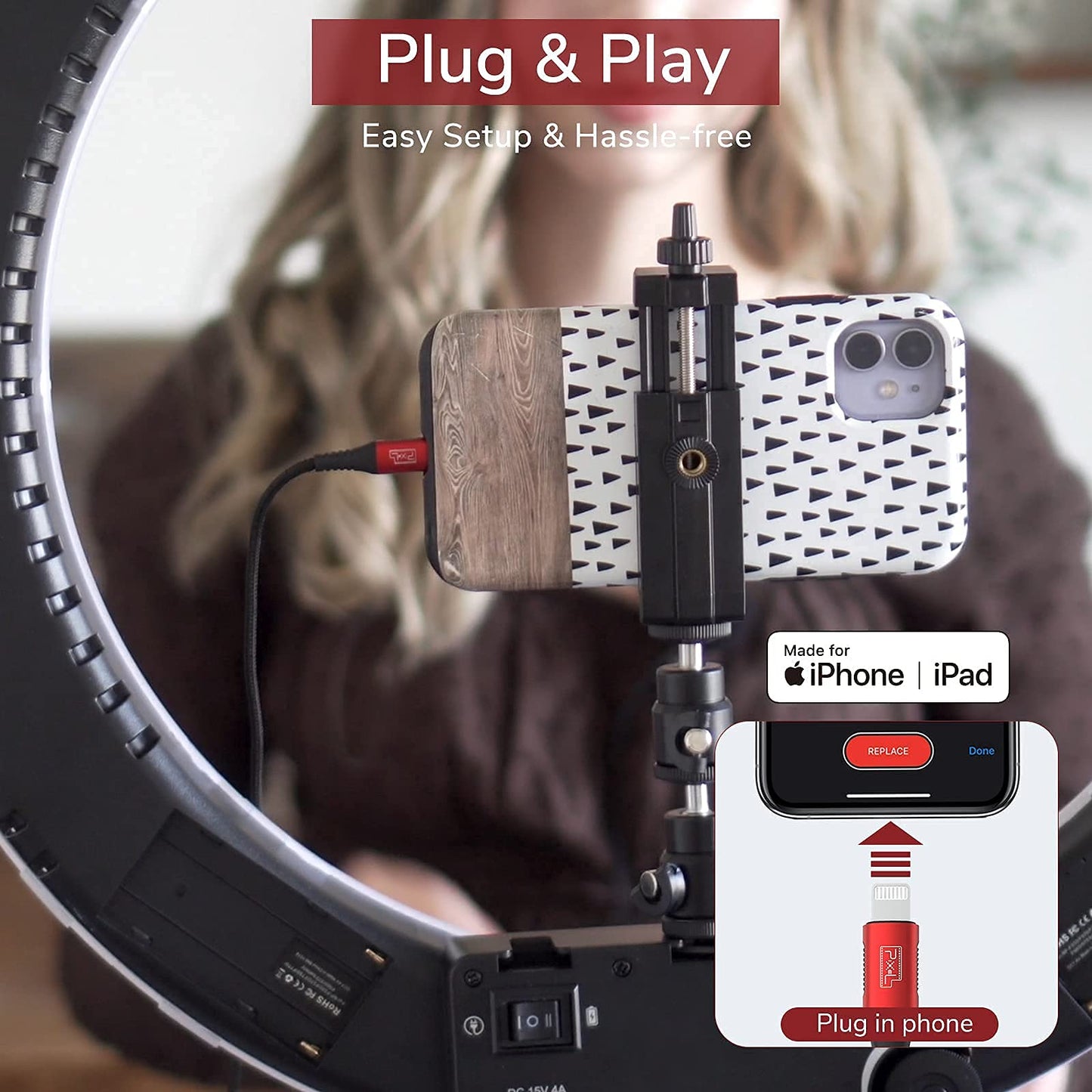 Pixel Lavalier Microphone For Iphone (Apple Mfi-Certified) | Lav Mic For Vlogging | External Microphone For Video Recording, Com