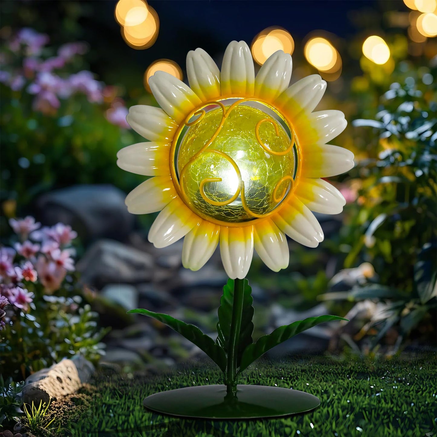 MUMTOP Solar Lantern - Waterproof Decorative Tabletop Lamp,  ed Glass, Yellow, Model 5009901C