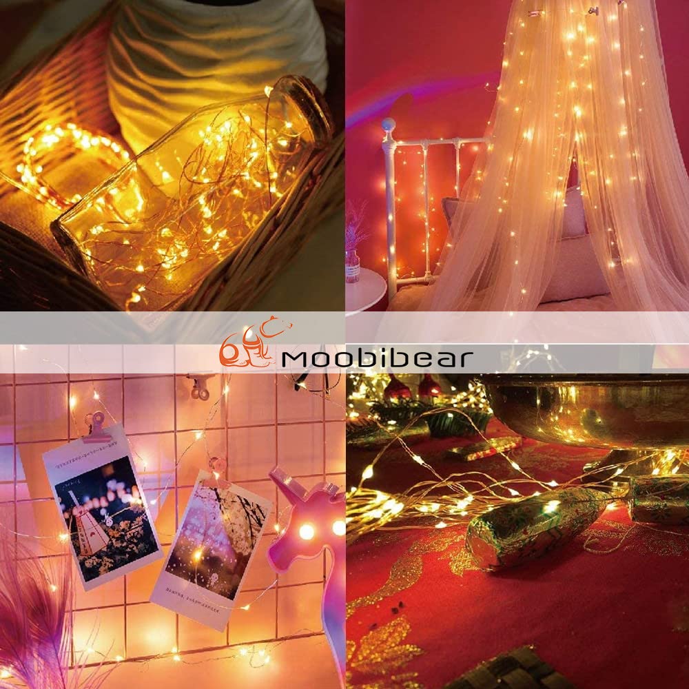 Moobibear 33Ft Waterproof Fairy String Lights With Remote, 100 Leds Warm White Copper Wire For Indoor & Outdoor Decor