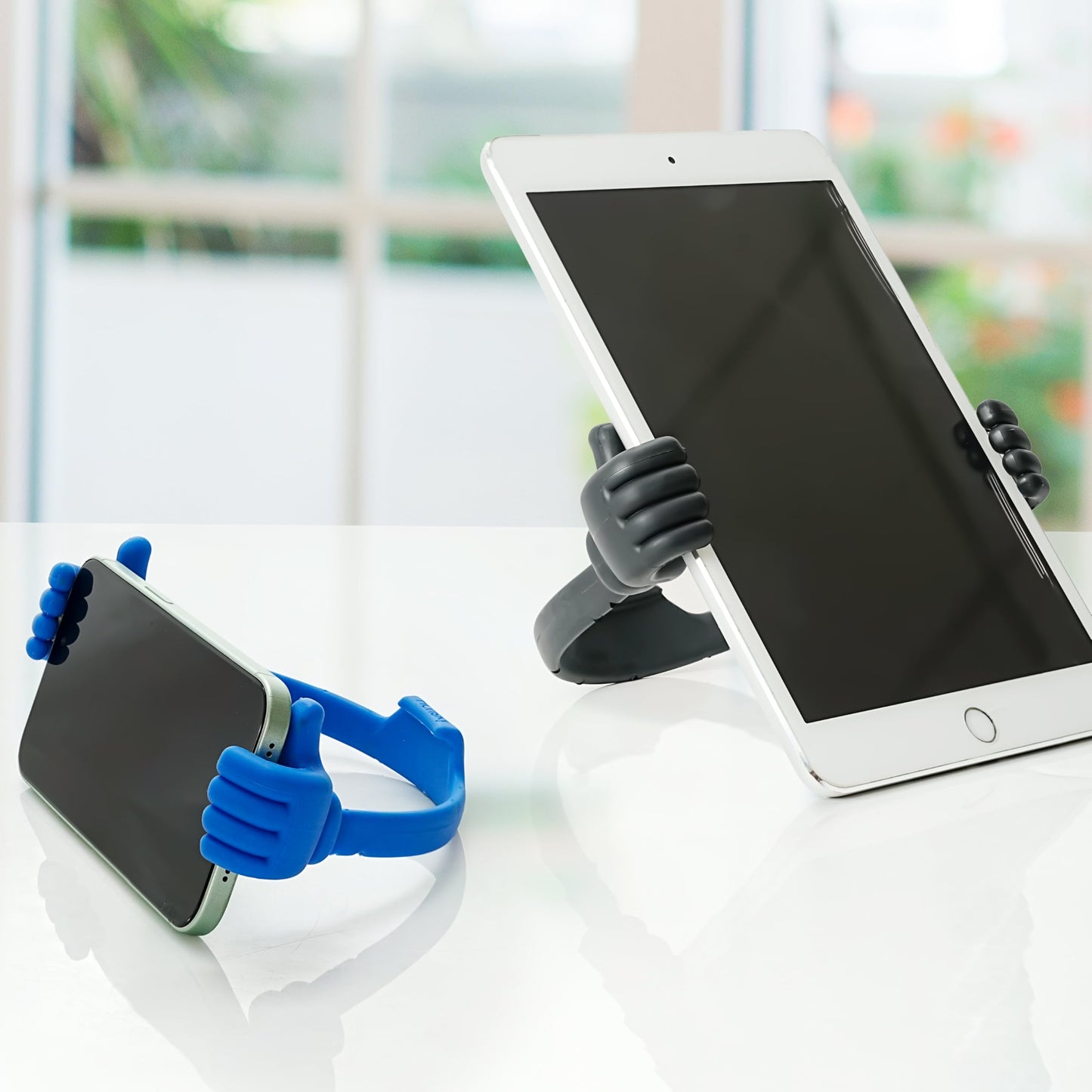 Honsky 3361942 Cute Thumbs Up Adjustable Tpu Flexible Mobile Cell Phone Tablet Computer Display Stand Holder For Bed Desk - Blue