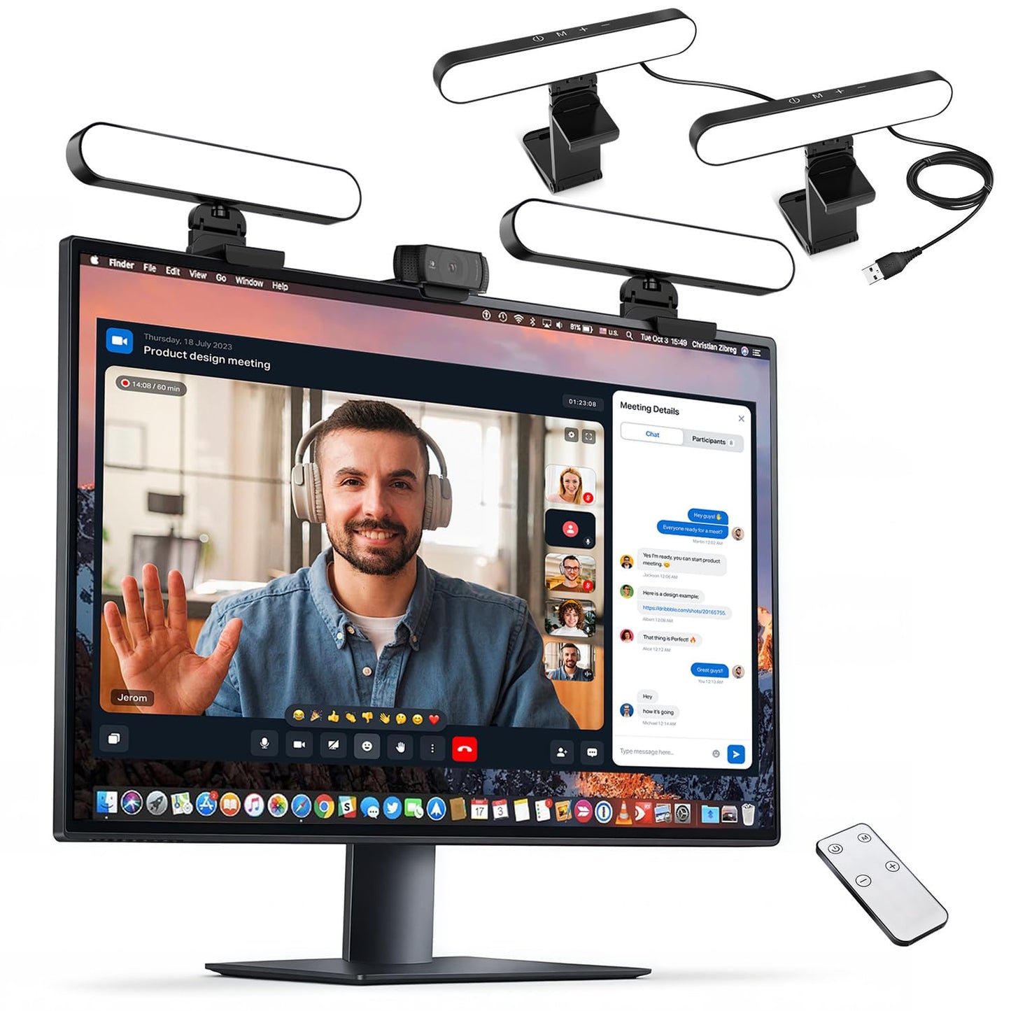 Yayusi Dual-Lamp Video Conference Lighting, Led Streaming Light With Remote And Touch Control, Zoom Lighting For Computer,Webcam