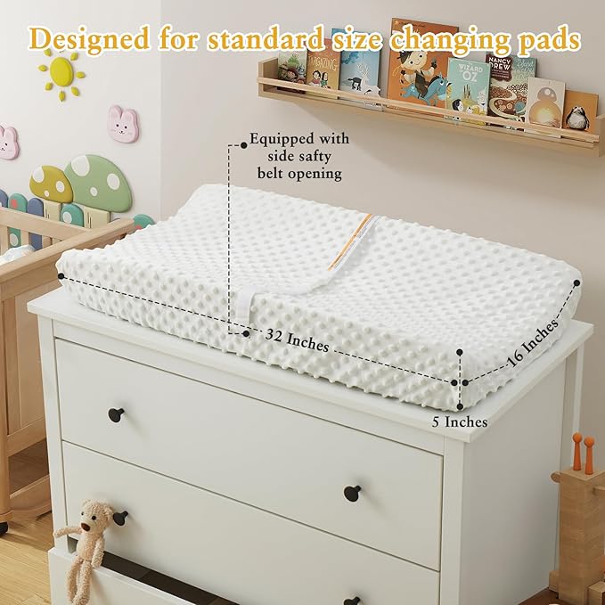 Homiest 2 Pack Changing Pad Cover, White + Sage Green Changing Table Sheets, Ultra Soft Fleece Minky Dot Fabric, Breathable Comfortable Diaper Pad Cover for Girls and Boys, Machine Washable