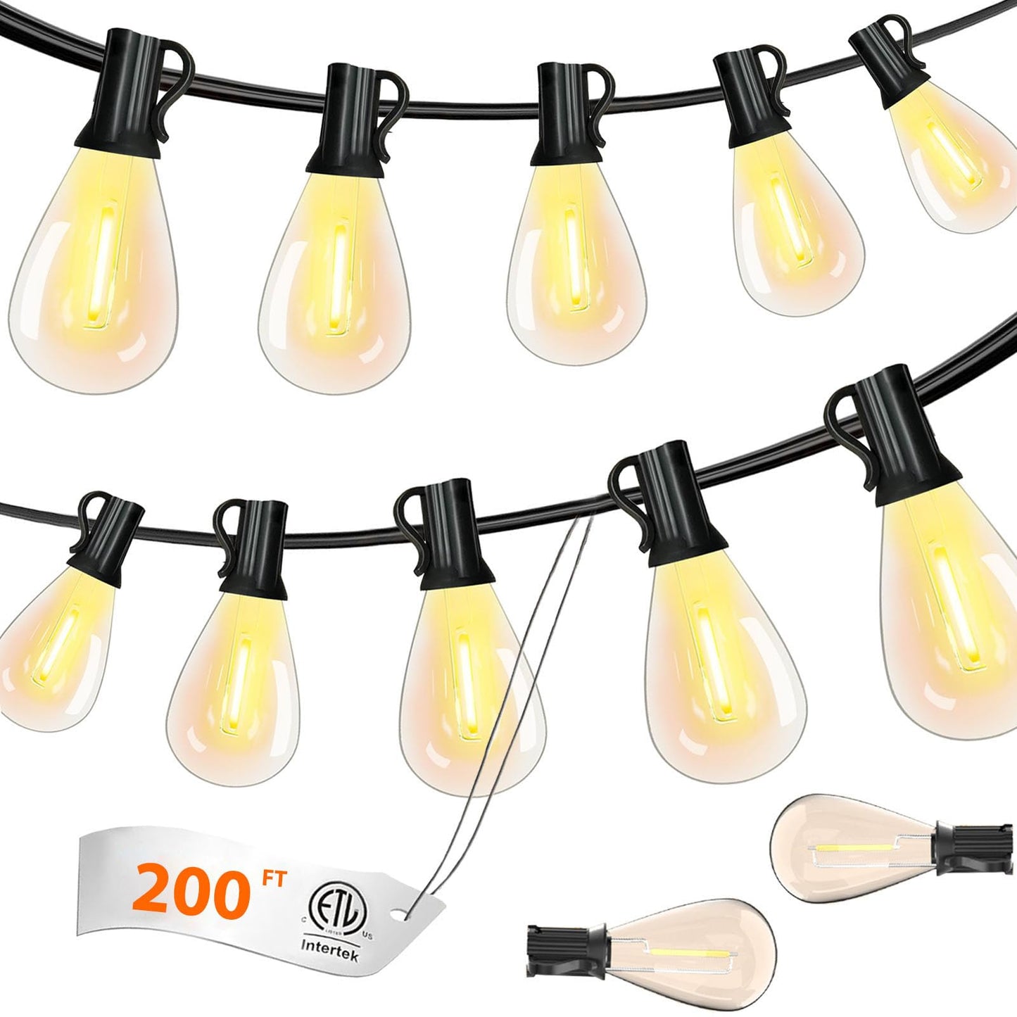 Smareal Led Outdoor String Lights 200Ft Patio Lights Ultra Long Waterproof With Shatterproof S11 Led Bulbs  2700K Outside Hanging Lighting Commercial For Garden Porch Deck Decor Backyard Balcony