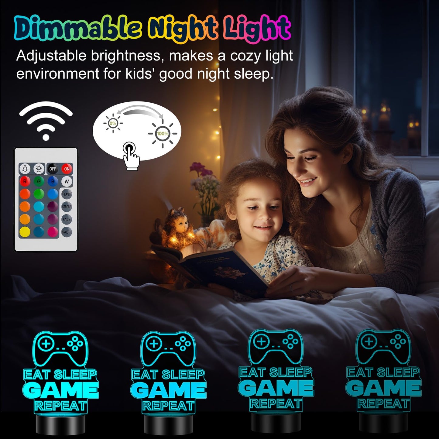 Linkax 3D Illusion Night Light & Soccer Gift For Teens  Boys & Kids - 8 To 12 Year Olds - Football Accessories & Room Decor (Gaming)