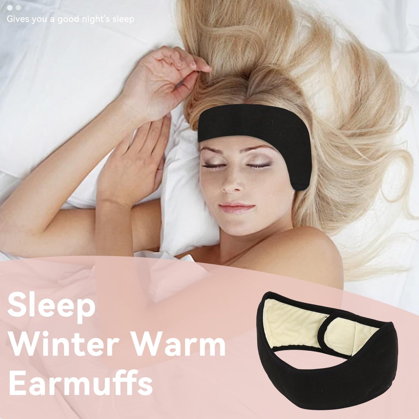Agatige Sleep Ear Muffs, Soundproof Sleep Earmuff Headband Sleeping Noise Cancelling Ear Wrap Muffs Winter Women Sleep Mask (1, Black)