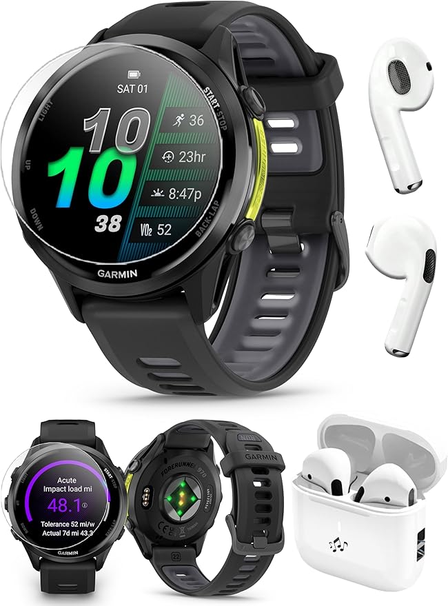 Garmin Forerunner 970 (Carbon Gray DLC Titanium/Translucent Black) Premium GPS Running & Triathlon Smartwatch - Bundle wit...