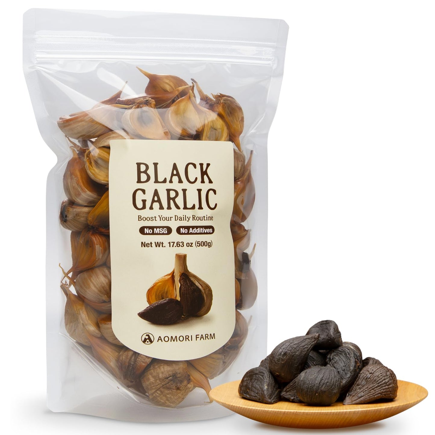 Aomori Farm Black Garlic 17.63oz (500g) Japanese Fermented Superfood, Whole Bulbs