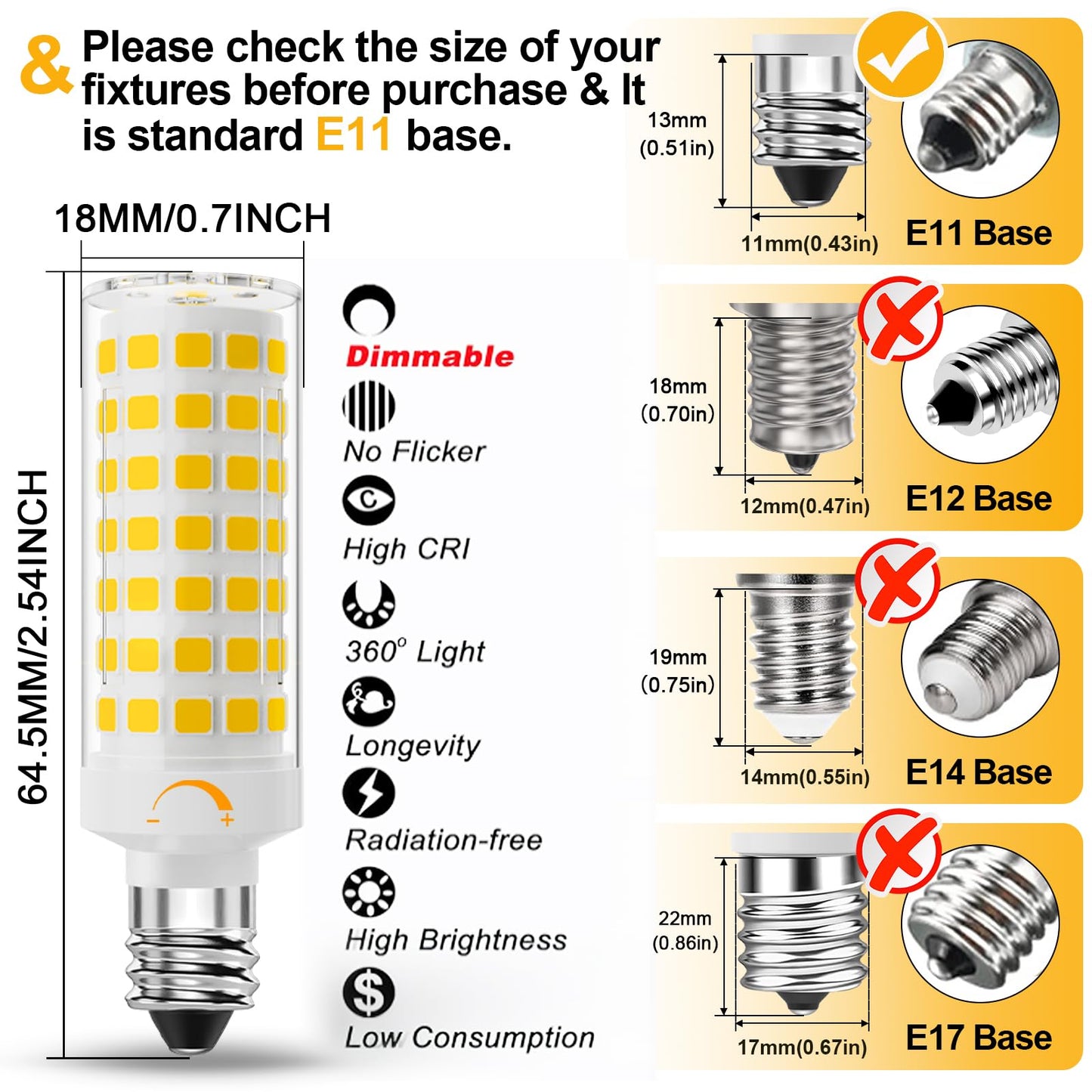 Lacnooe E11 Led Bulb Dimmable Jde11 120V 75W Halogen Candelabra Bulbs Equivalent T3 T4 Mini Base Jd E11 Bulb 4000K Natural White 7W 750Lm E11 For Ceiling Fans Chandeliers Cabinet Lighting 4 Pack