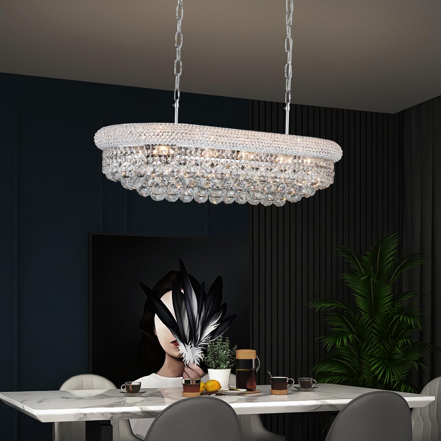 Crystal Chandeliers For Dining Room Light Fixtures Over Table  Modern Crystal Chandeliers For Kitchen Lsland  9 Lights Empire Style Chrome stylish Lighting Fixtures For Living Room Bar L31 Inch
