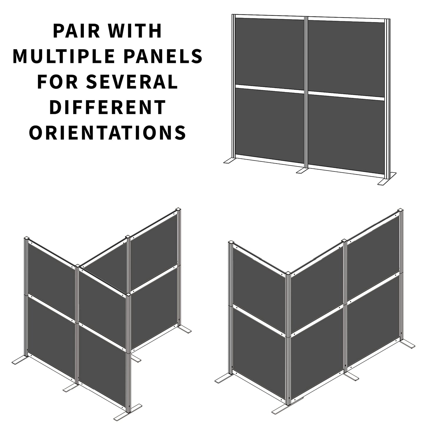 VIVO Modular Wall System, 2 PET Panels, Modern Professional Office Cubicle Dividers, Freestanding Privacy-Screen, 66 inches High, Dark Gray, PP-MWS63D