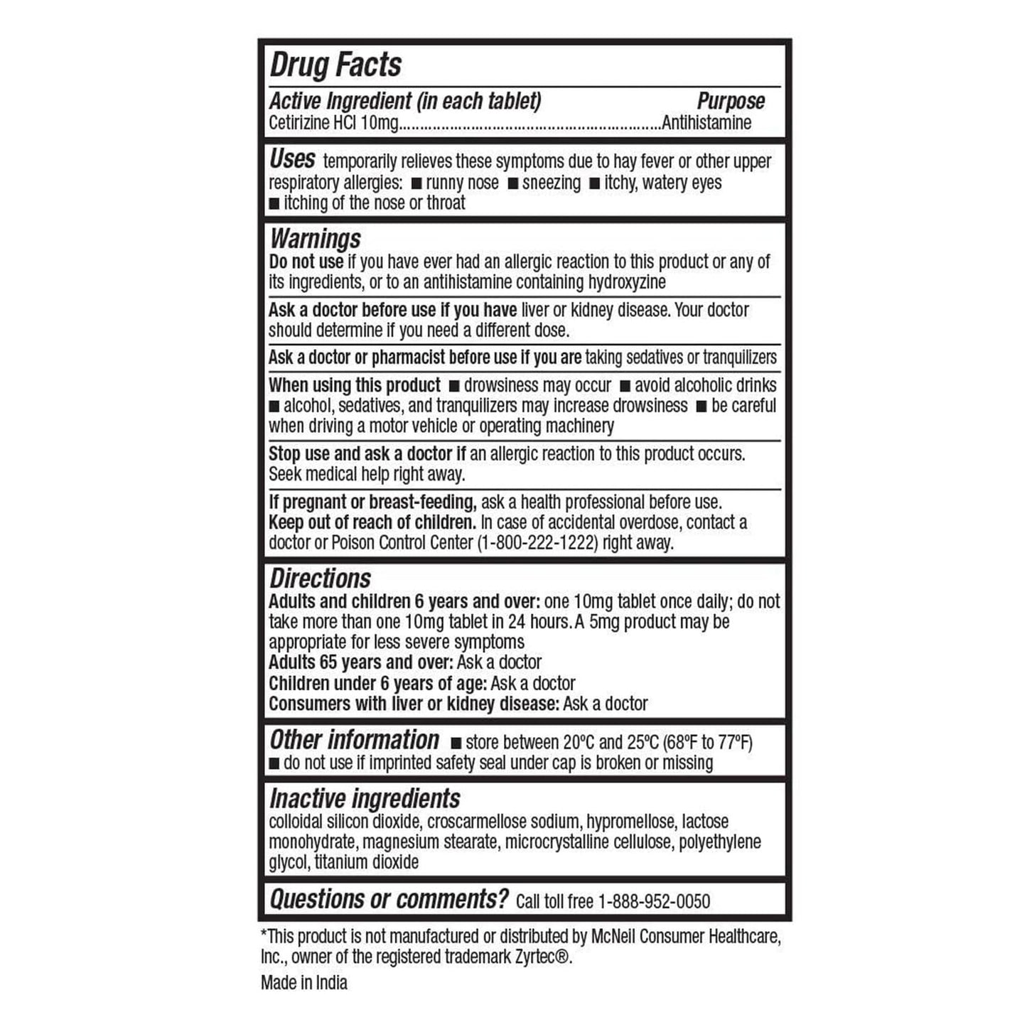 HealthA2Z® Allergy Relief | Cetirizine 10mg | All Day Allergy Relief | Indoor & Outdoor | Relief from Itchy Throat, Sneezing, Runny Noses (300 Count (Pack of 2))