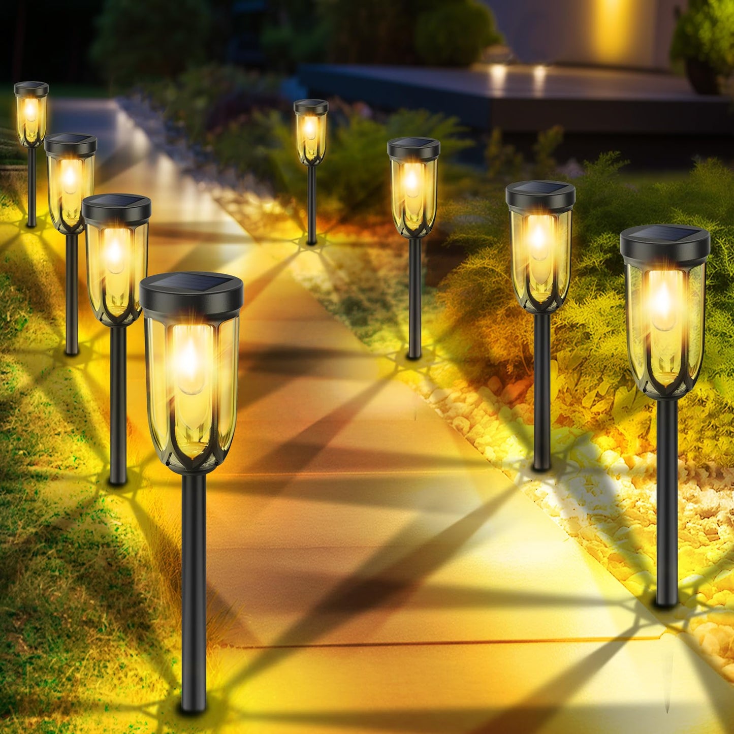 Barleit Solar Lights Outdoor 8 Pack  Solar Pathway Lights  Solar Lights Outdoor Waterproof Ip65  Bright Auto On/Off Driveway Patio Light  Solar Garden Lights Landscape Lighting For Walkway Lawn Yard