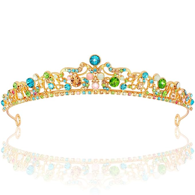 TOBATOBA Rainbow Tiara Crowns for Women Princess Wedding Tiara Queen Crown for Bride Quinceanera 15 años Birthday Bridal P...