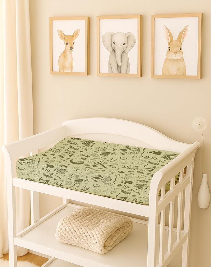 Changing Pad Cover for Baby Boys Girls 2 Pack, Fits Standard 32”×16” Changing Table Pads, Silky Breathable Stretch Knit, Machine Washable (Bear Tracks)