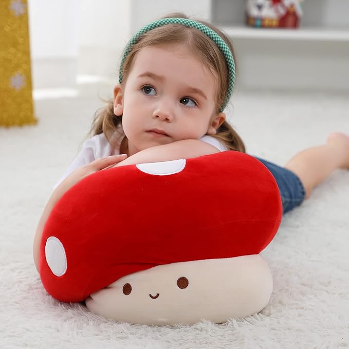 Mushroom Plush, 9 Inch Cute Mushroom Toy Plush Pillow Stuffed Animals, Red Room Decor Gift for Kids Adults