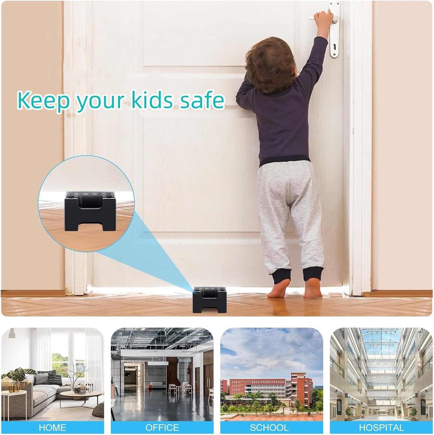 Door Stopper,4 Pack Flexible Rubber Door Stops Wedge Holder,DIY Furniture Levelers for Doors, Tables of Home Improvement、Office、School、Factory etc（Black） … B0C9GPBS9J (Door Stops)