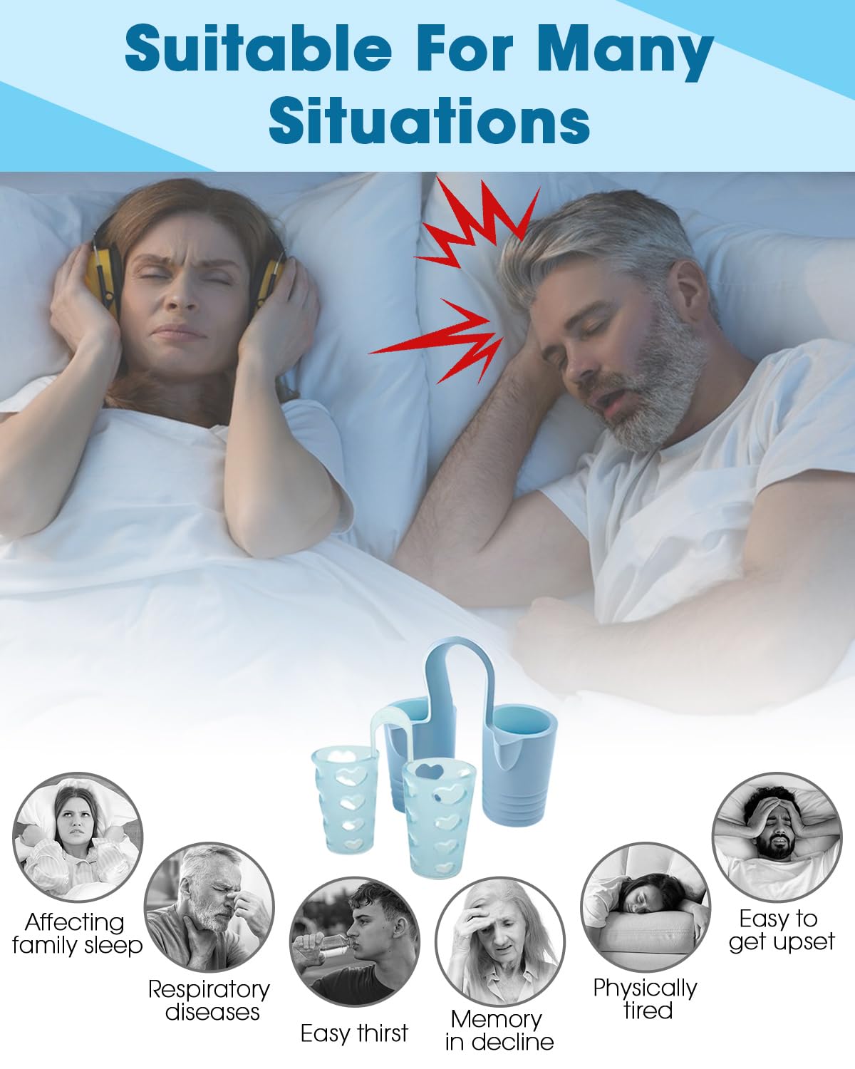 MQXUNMI Anti Snoring Devices, 10 Pack Soft Silicone Nose Vents with Different Sizes to Stop Snoring, Effective Anti Snoring Nose Dilator to Enjoy A Peaceful Night's Sleep