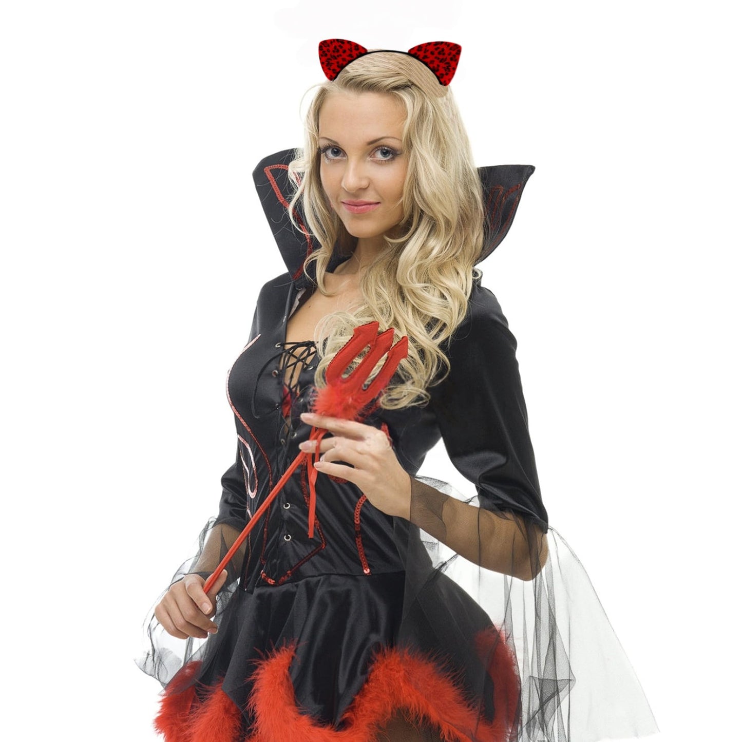 Cat Ears Headband for Women Cute Cat Costume Hair Accessories for Halloween Party Cosplay (Red, One Size)