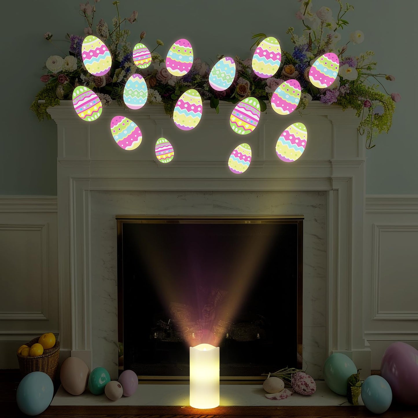 Baquler Valentine's Day Flameless Candles Projector Lights St. Patrick's Day LED Candle Easter Night Light with Remote and Timer Battery Operated Electric Gifts for Holiday Spring Table Home Decor