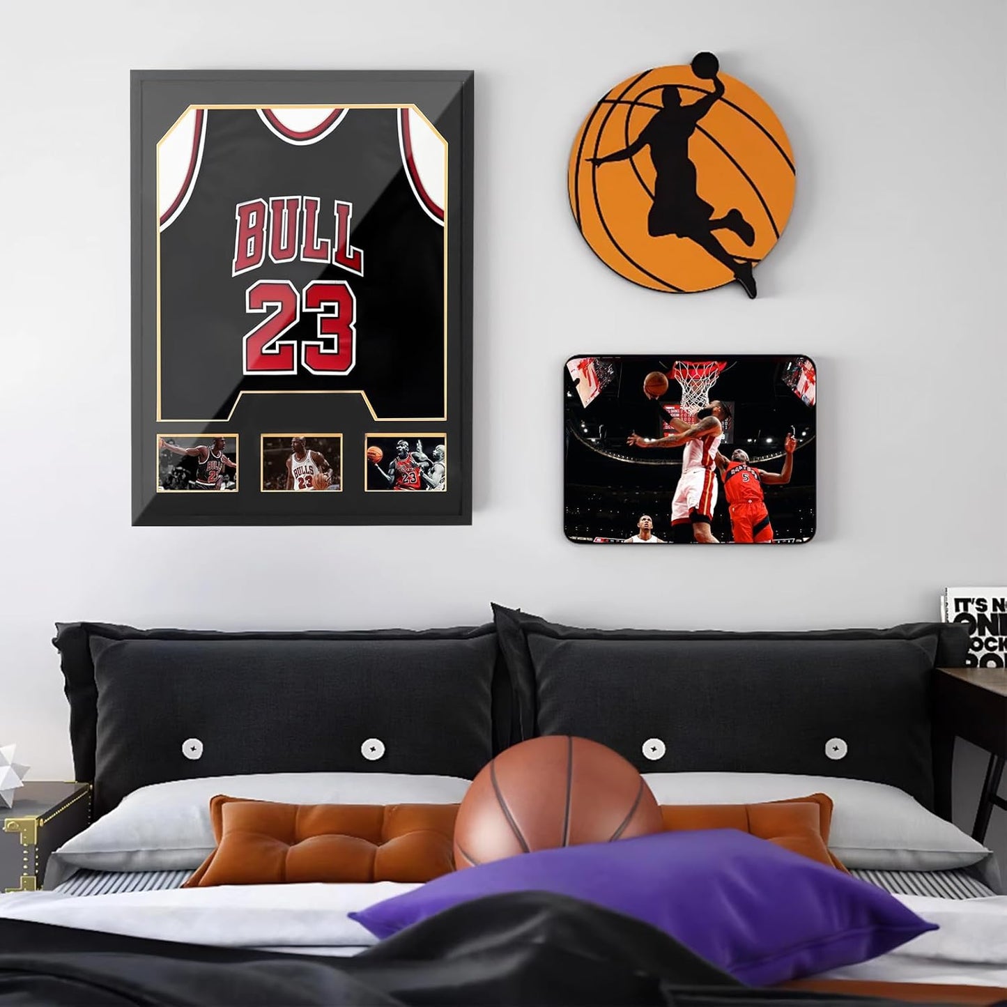 Nice C Jersey Frame Display Cases, Jersey Frame with Picture Slots, Jersey Shadow Box Display Case, 98% UV Protection, Football, Basketball (4 Pack, Black&Gold)