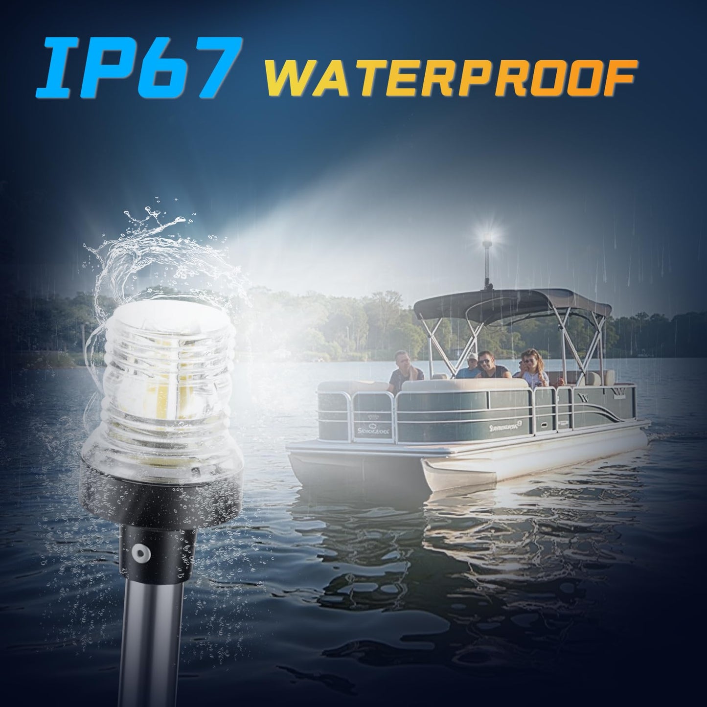Ambipasion 9 Inches Bimini Light For Pontoon Boat  Pontoon Navigation Lights Anchor Light Stern Lights For Bimini Top Mount Waterproof Ip67  White Fold Down Led Marine Boat Rear Running Lighting