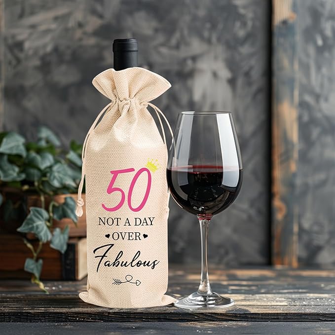 comfit 50th Birthday Gift for Women Men,50 Years Old Birthday Party Decorations,1984 Birthday Wine Bag