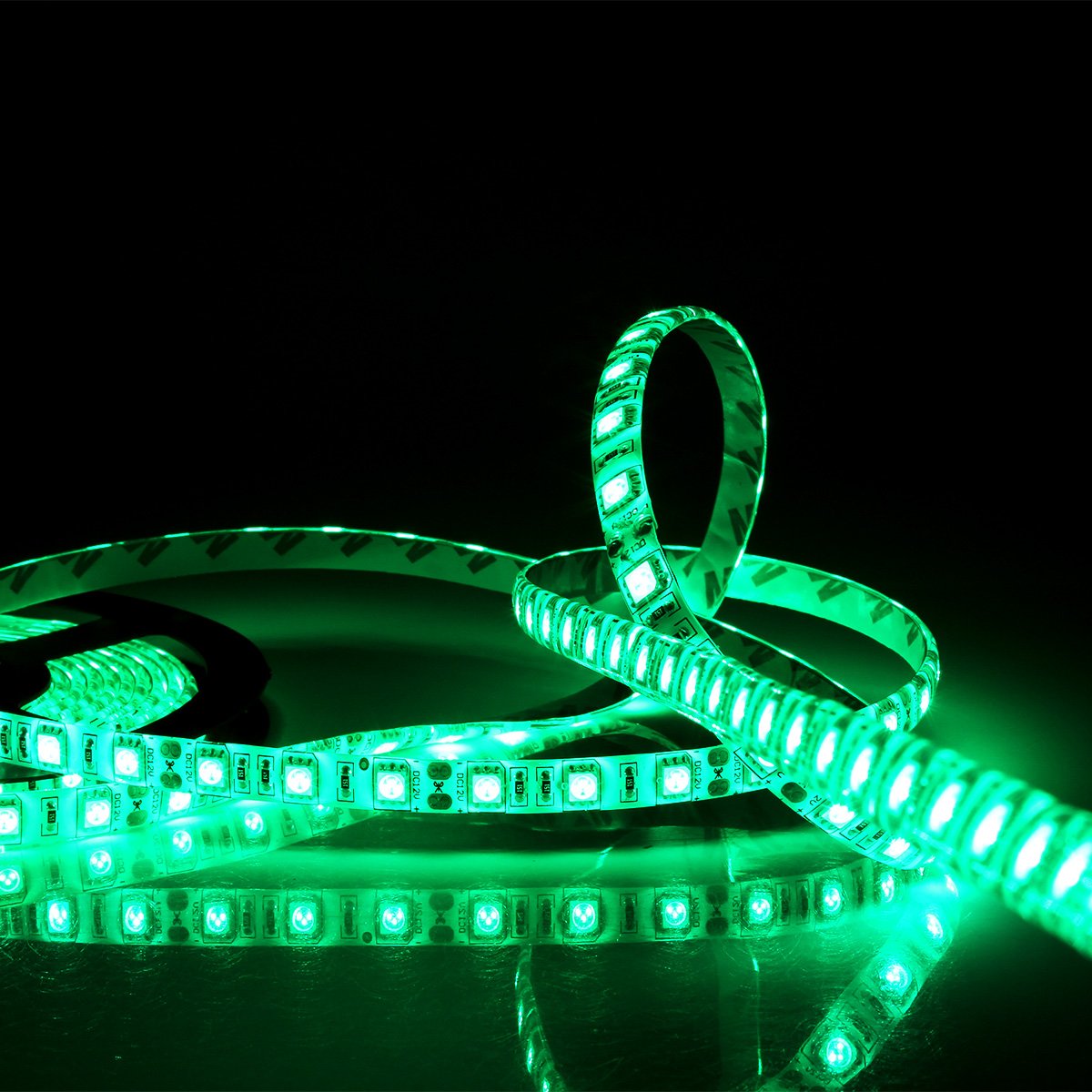 Supernight 16.4Ft Led Strip Light  Waterproof 12V 60W Green Rope Lights  300 Leds 5050 Tape Lights For Bedroom  Kitchen  Mirror  Home Decoration