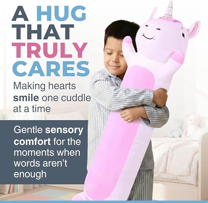 Unicorn Plush Body Pillow for Kids | Long Stuffed Animal Cuddle Pillow | Soft Hugging Toy | Plushie Gift for Girls & Boys | Long Plush Body Pillow for Sleep & Comfort | Large, 47 Inches