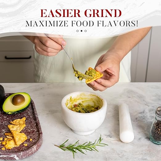 Koville Marble Mortar and Pestle Set, 5"-1.5 Cups Grinder Bowl for Guacamole, Salsa, Pill Crusher, Spice, Herb, Garlic, Nut, Heavy Duty Grinder for Kitchen(Namib Fantasy)