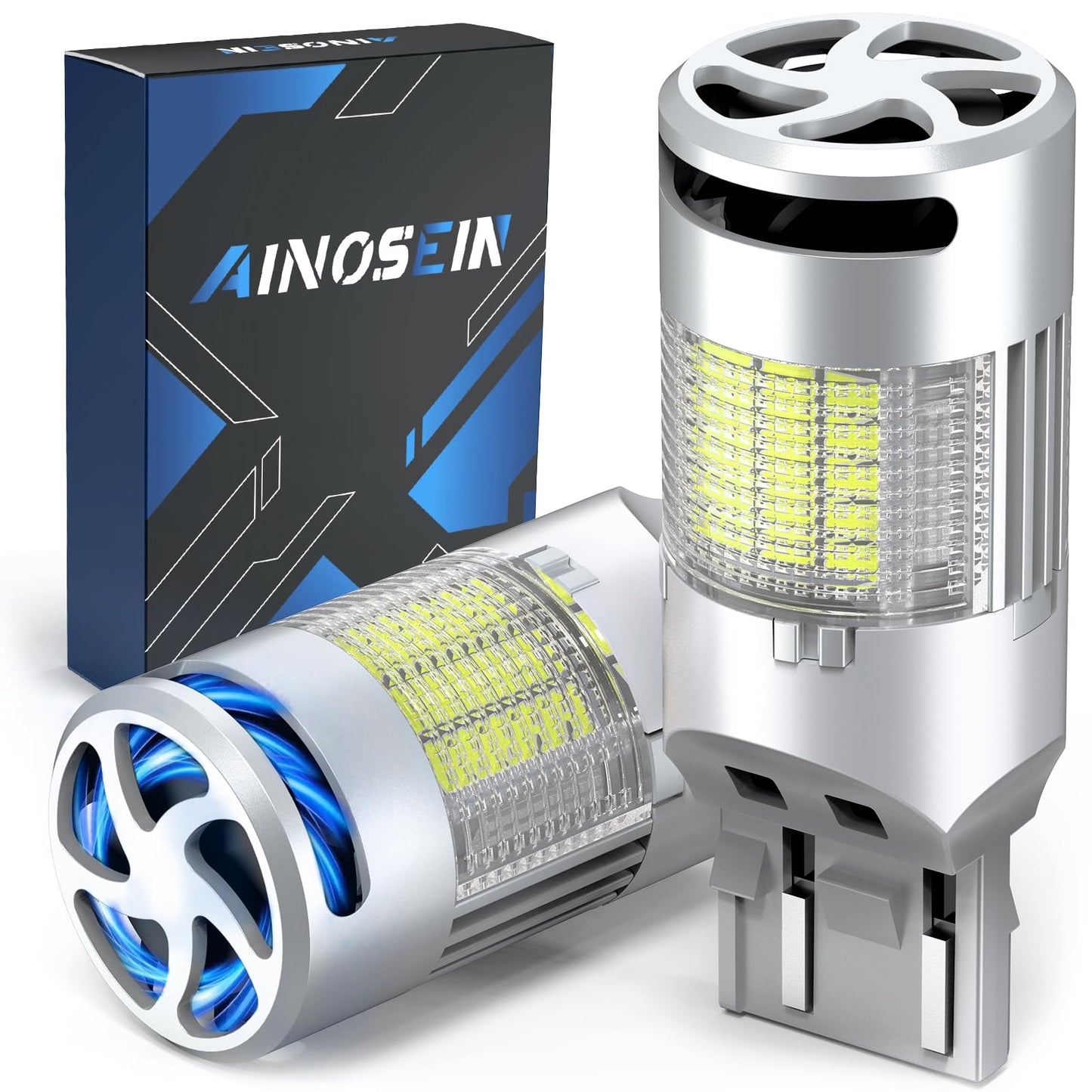 Ainosein 7443 7440 Led Bulb Reverse Light With Built In Resistor & Turbo Fan Canbus Error Free 7441 7444 W21W Wy21W Bulb Anti Hyper Flash For Backup Tail Light Drl  Gift For Fathers Day  Pack Of 2