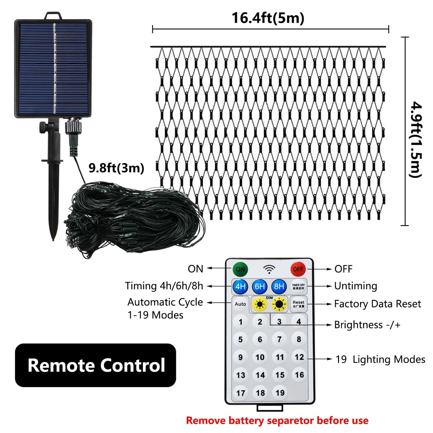 Curyidy Solar Net Lights Outdoor Mesh Lights Christmas Decorations  240Led String Tree Wrap Waterproof 19 Modes For Bushes  Fence Garden  Shrubs Trunk  Halloween Xmas Decor (Warm White  9.8Ftx6.6Ft)