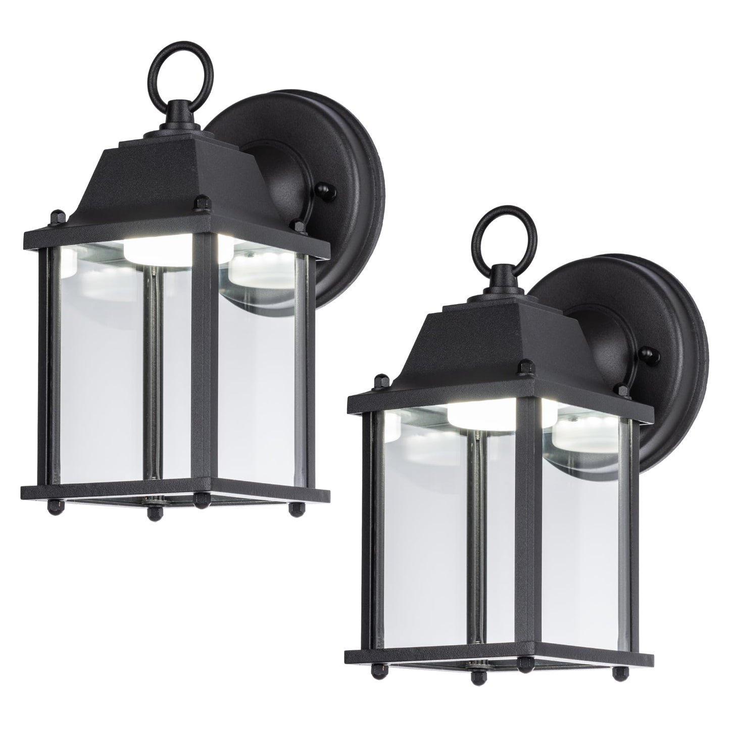 LIT-PaTH Outdoor LED Wall Lantern, 5000K Daylight White, 800 Lumen, Aluminum, Black Finish, 2-Pack, Model LT-WL01350K