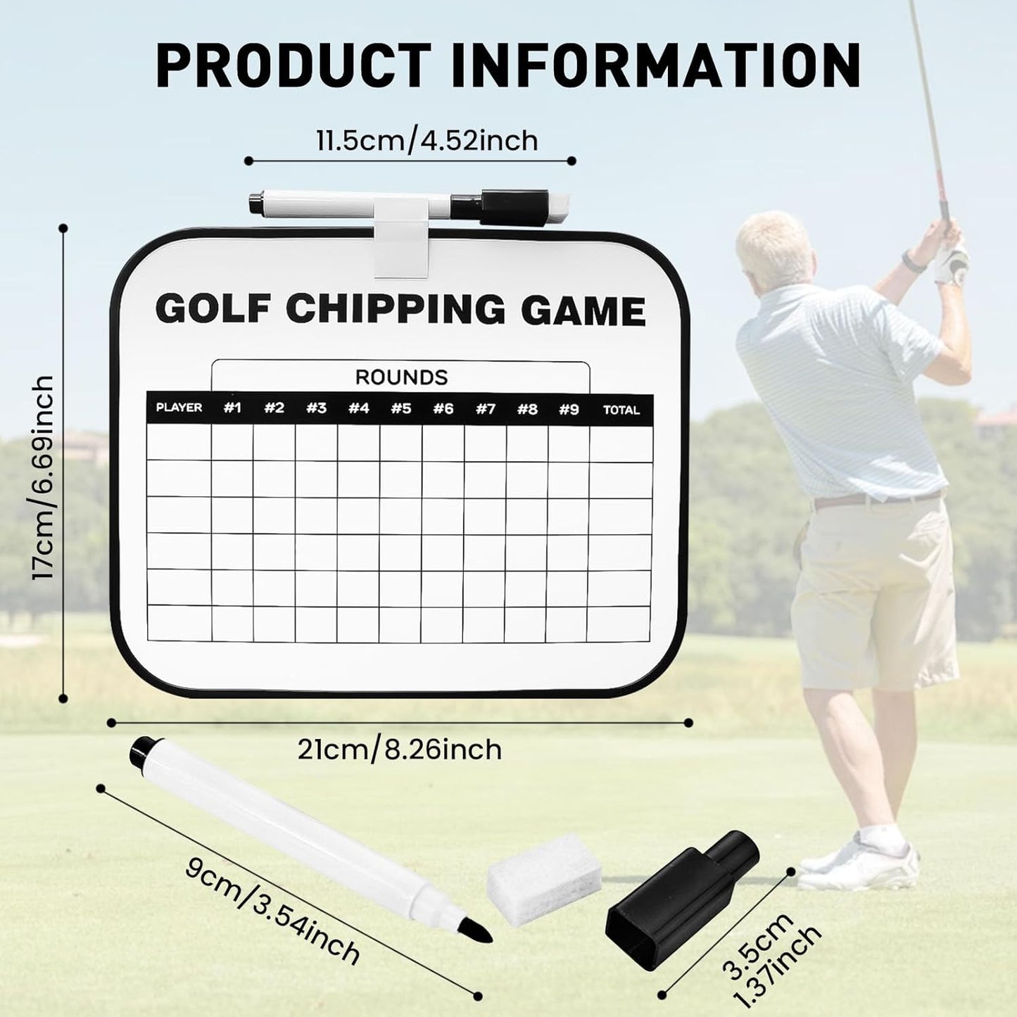 Golf Scorecard Board Erasable with 1 Free Pen, Plastic Write on Whiteboard Dry Erase Score Card Holder Accessories Gift for Men Women Golfer