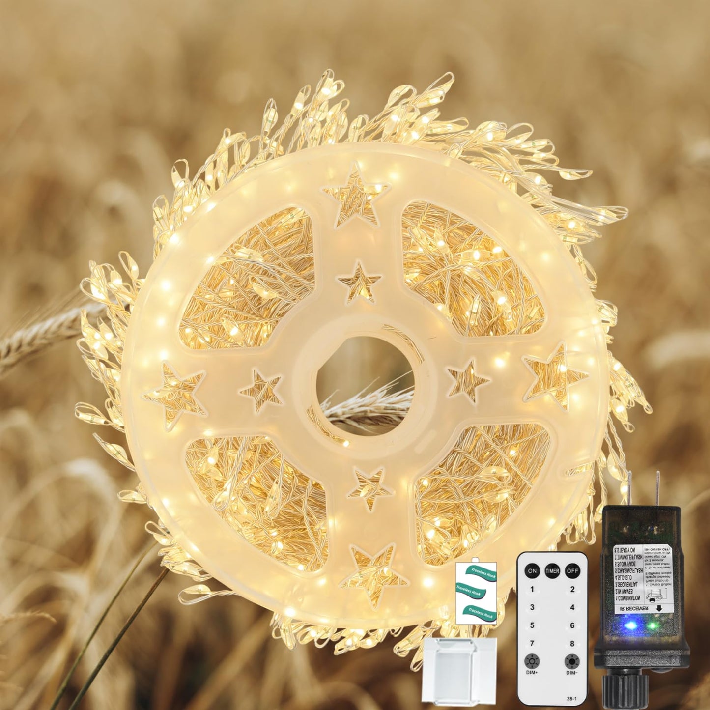 Dailyart 500 LED Fairy Lights, Silver Wire, Warm White, Remote & Timer, Waterproof, 42Ft for Indoor/Outdoor Wedding Decor